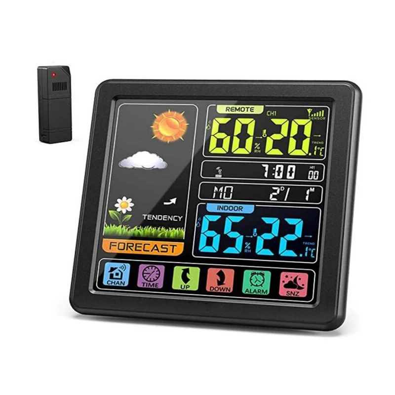 

Беспроводная метеостанция, комнатный наружный термометр-гигрометр с датчиком, цифровой монитор температуры и влажности