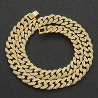 12 5mm iced out cuban chian cz punk choker fashion gold color necklace men hiphop jewelry for gift