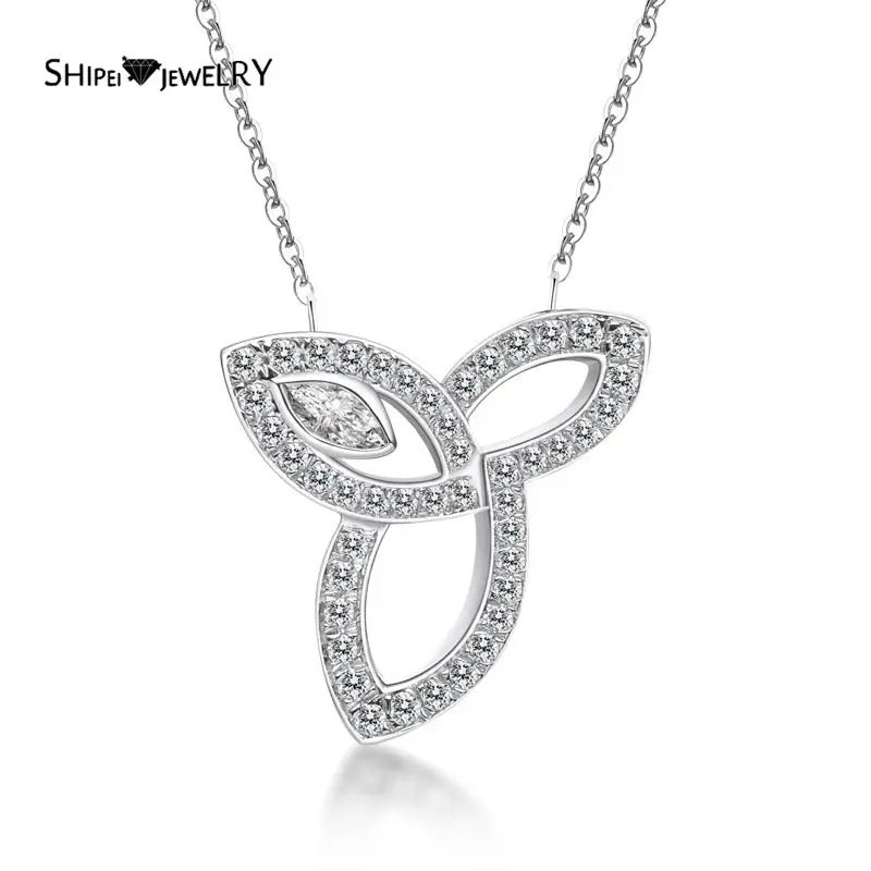 

Shipei 100% 925 Sterling Silver Marquise Cut Moissanite Wedding Engagement Fine Jewelry Romantic Cute Leaf Pendant Necklace