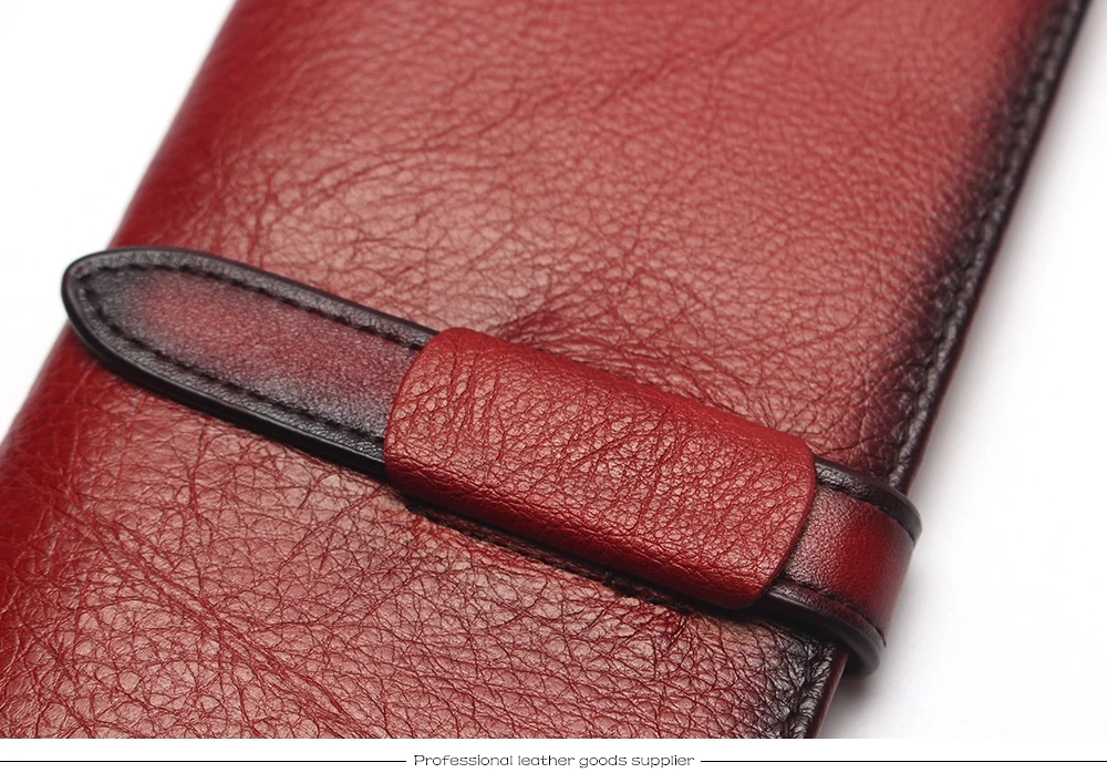 RFID Блокировка Dip Dye натуральная кожа Ретро Винтаж сплошной цвет мужской длинный кошелек портмоне винтажный дизайнер мужские кошельки