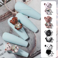 2021 fashion 3d rhinestone nail art decorations cute bear animal nails accessories stickers for manicure design