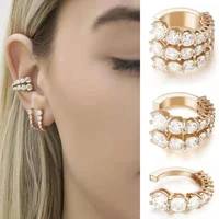 simple ear clips for women fashion gold metal studs ear hook loop clip shiny c shaped punk earrings ear clip on rings jewelry
