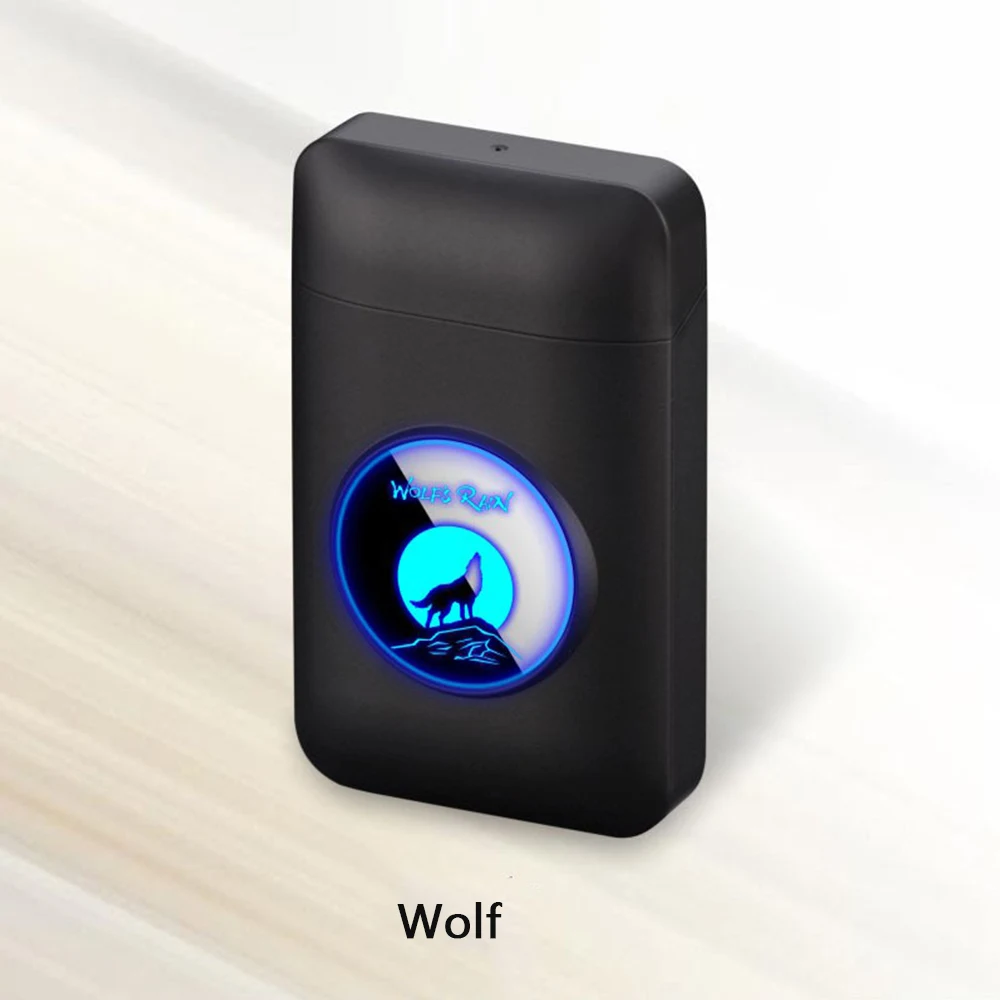 USB Зажигалка и чехол для сигарет креативный графический дисплей USB зарядка Ветрозащитный беспламенный электронный прикуриватель