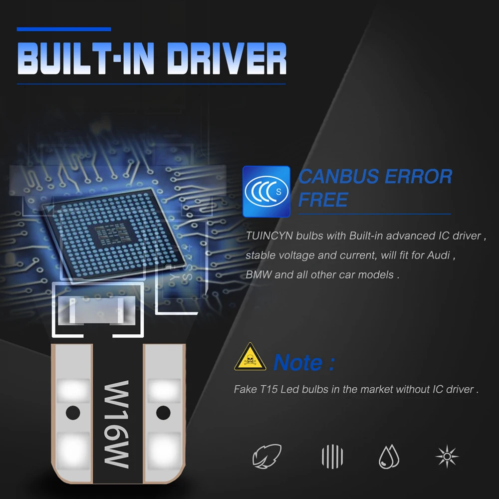 2 шт. Canbus W16W T15 T16 921 912 светодиодный светильник OBC без ошибок заднего хода для