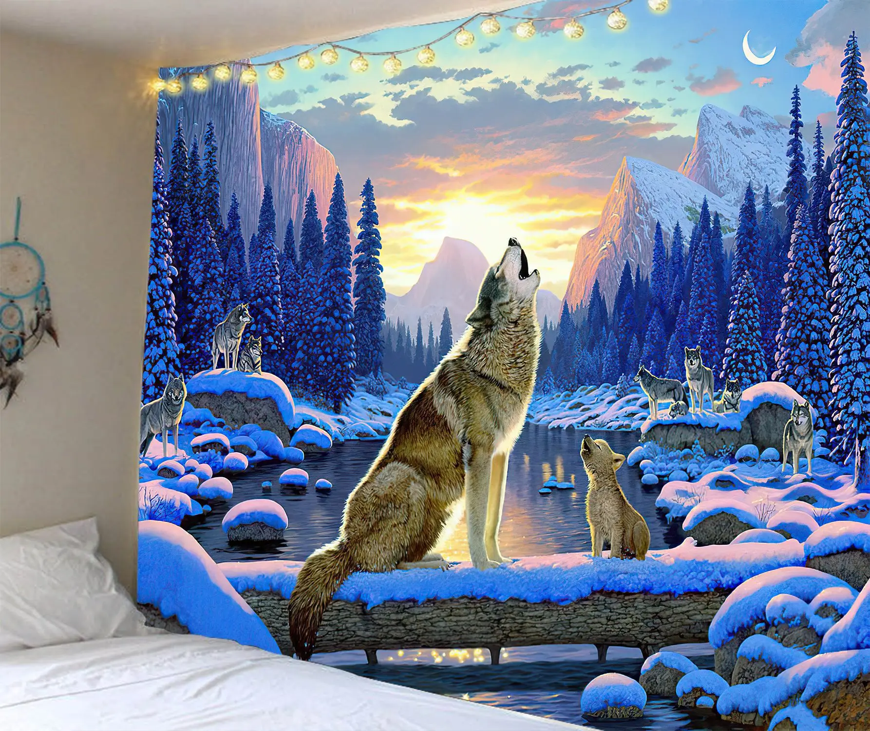 Индийский гобелен Manada настенный с 3D принтом животных натуральный диван фоны