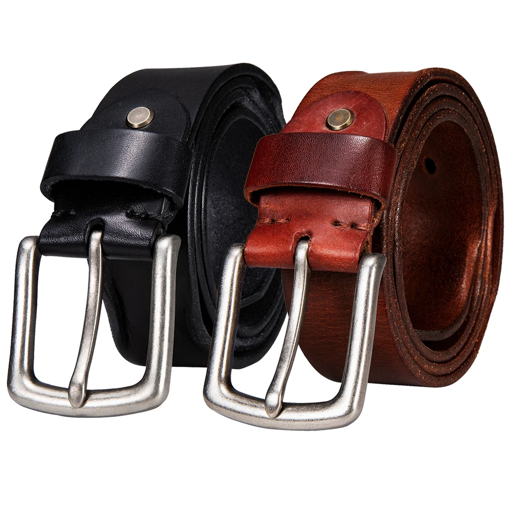 Мужской классический ремень из натуральной кожи Hi Tie коричневый Роскошный