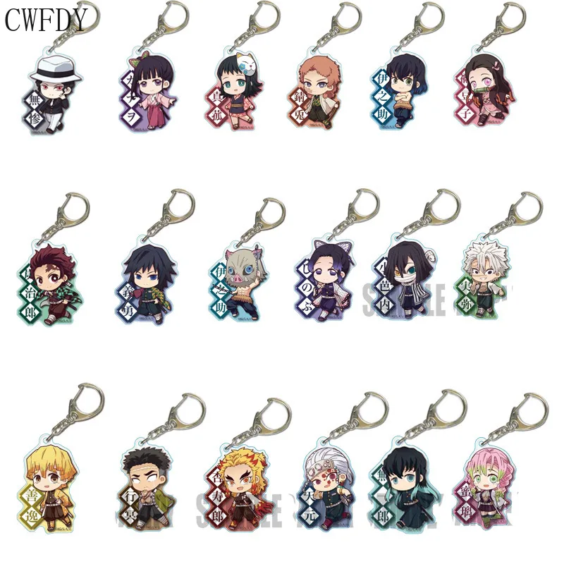 

18pcs/lot Wholesale Anime Demon Slayer Kimetsu no Yaiba Two-sided Keychain Cute Acrylic Tanjirou Nezuko Key Chain Jewelry Gifts