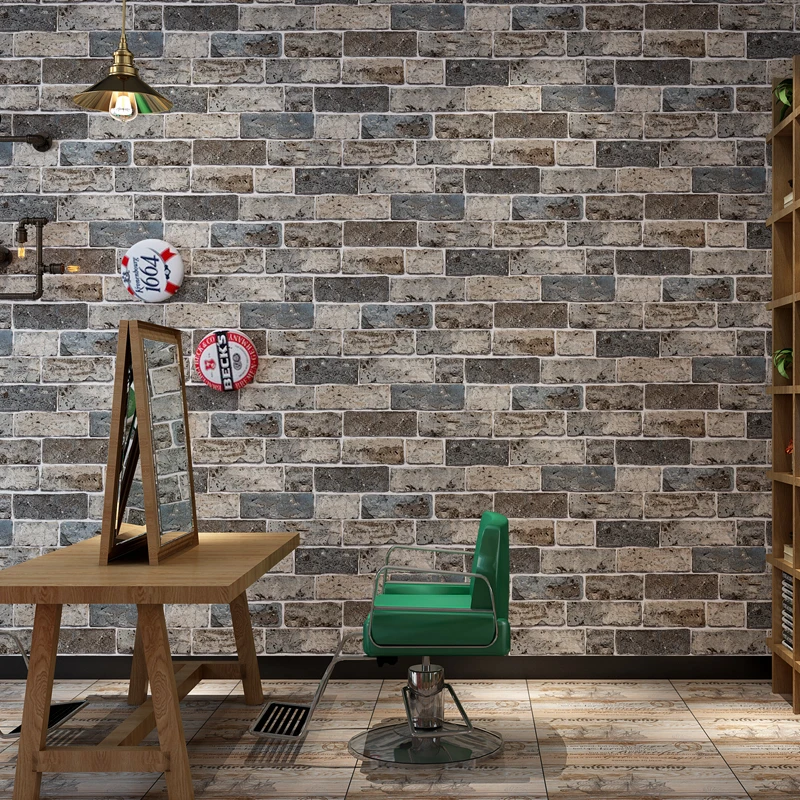

industrial style brick pattern wallpaper restaurant shop cafe living room bedroom TV sofa background wall paper