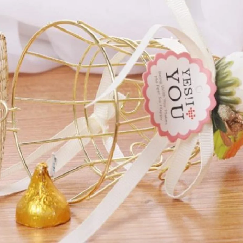 Романтические свадебные колокольчики Подарочная коробка Золотая птичья клетка