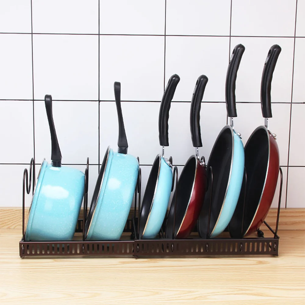 

1Pc Expandable Storage Shelf Multi-Functional Pot Storage Organizer for Pan Pot Lid (Coffee)