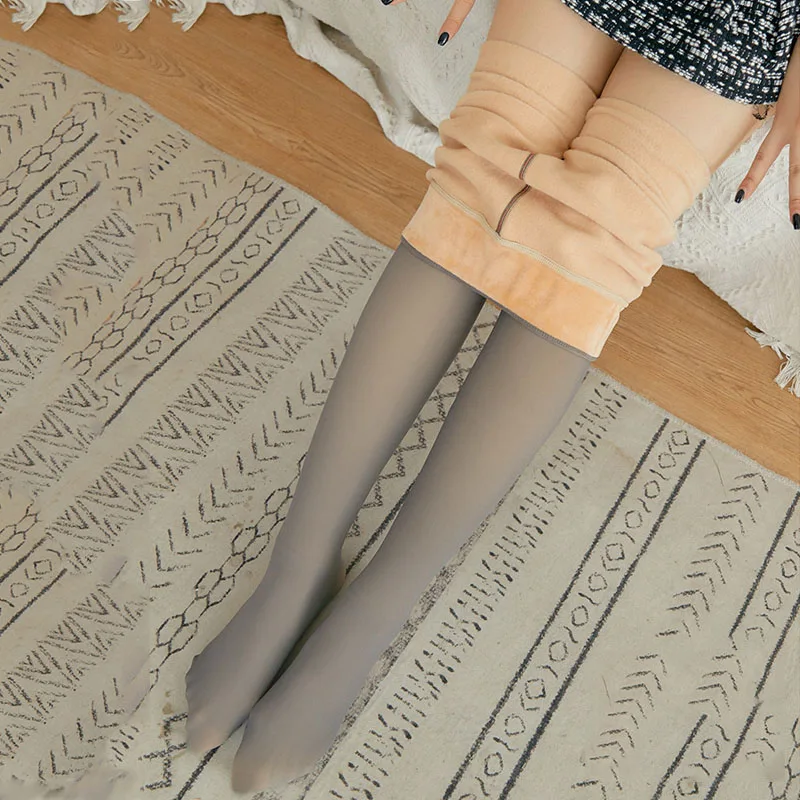 Черные и серые женские колготки из искусственной кожи зимние прозрачные