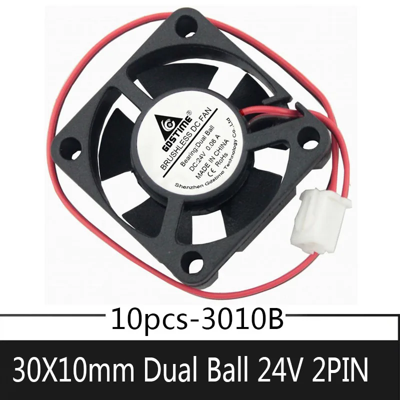 10 шт. Gdstime 30 мм DC 24 В 2Pin шариковый подшипник 30x30x10 3010 3 см маленький кулер