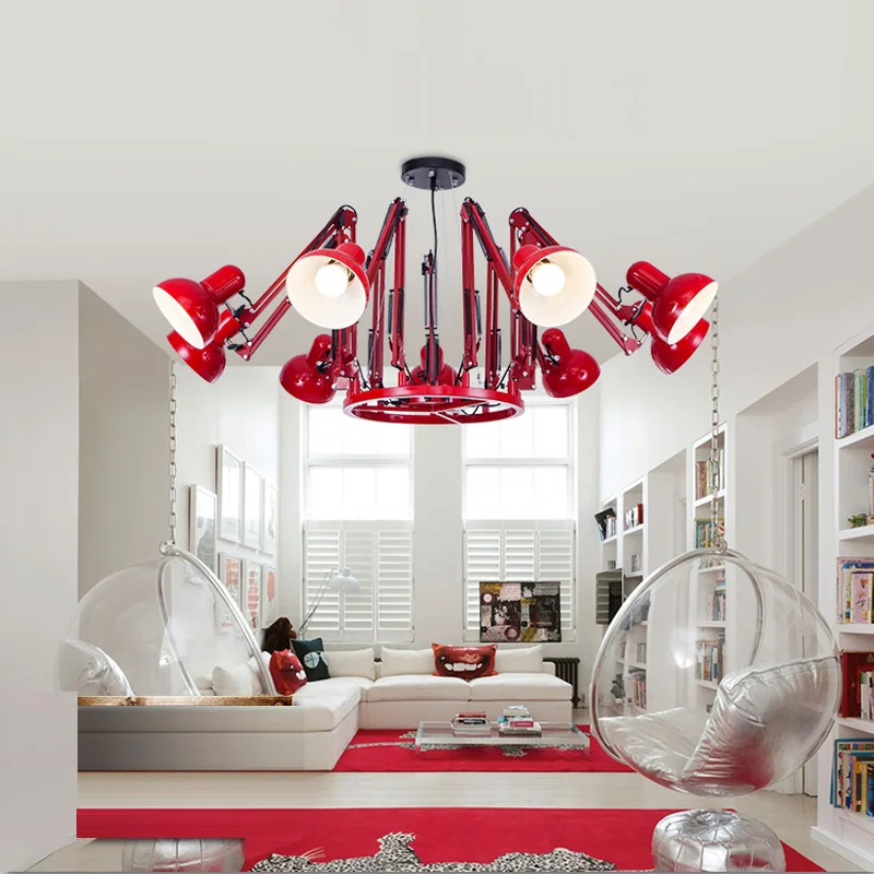 Новинка светильник в виде паука для бара Красная Люстра склада офиса