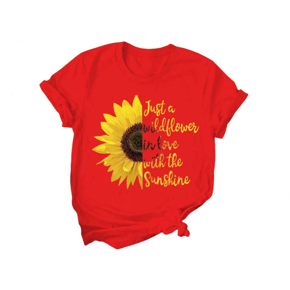 Женская Повседневная Блузка с короткими рукавами круглым вырезом и принтом