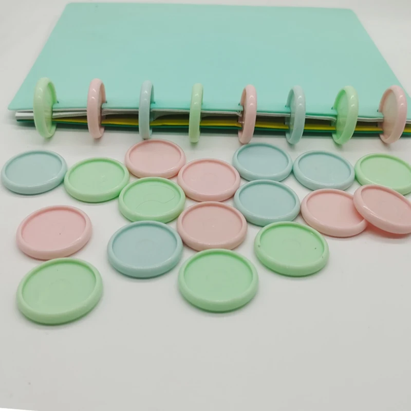 

100PCS Plastic Binding Rings 30MM Mushroom Hole Colorful Heart Binding Disc Buckle Loose Leaf DIY Binder Notebook Supplies