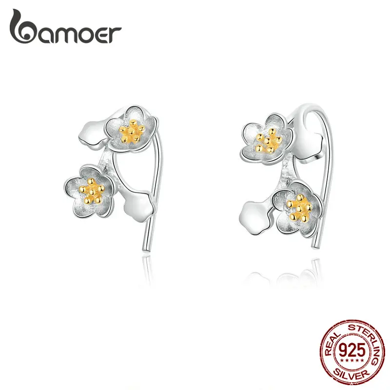 

Женские маленькие серьги bamoer из серебра 925 пробы с цветами сакуры, 925 пробы