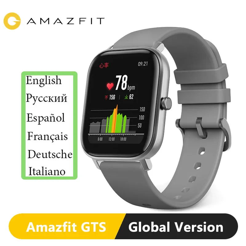 Глобальная версия Xiaomi Huami Amazfit GTS смарт часы умные часы глобальная Смарт-часы gps 5ATM водонепроницаемые Смарт-часы здоровье Пульс AMOLED 12 Спортивные - Цвет: Dolphin Grey