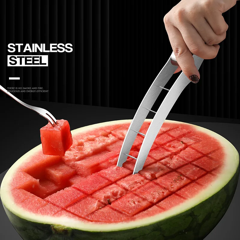 

304 Stainless Steel Watermelon Cutter Knife Fruit Vegetable Cutter Watermelon Cubes Kitchen Accessories Gadgets