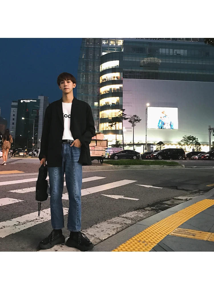 European Autumn Men Blazer Black Oversized Blazer Masculino Casual Men Blazer hombre