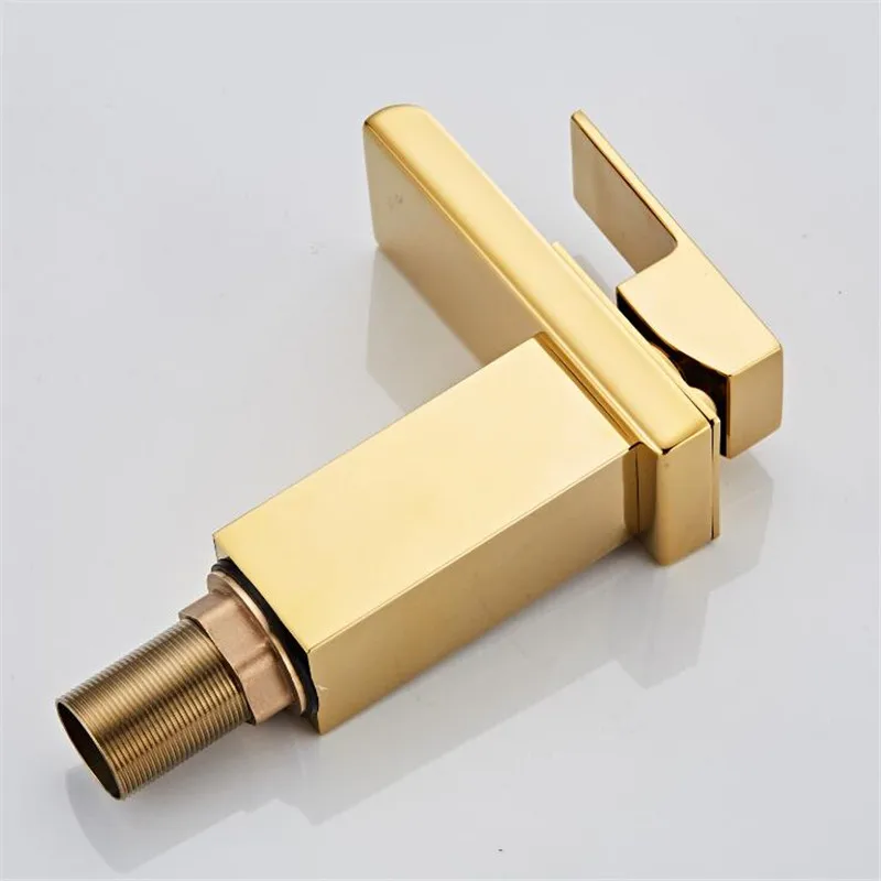 New Arrival Crane Gold color Waterfall Faucet Sink Mixer Tap Vanity Hot Cold Water Bathroom Faucets Single Handle Basin | Обустройство