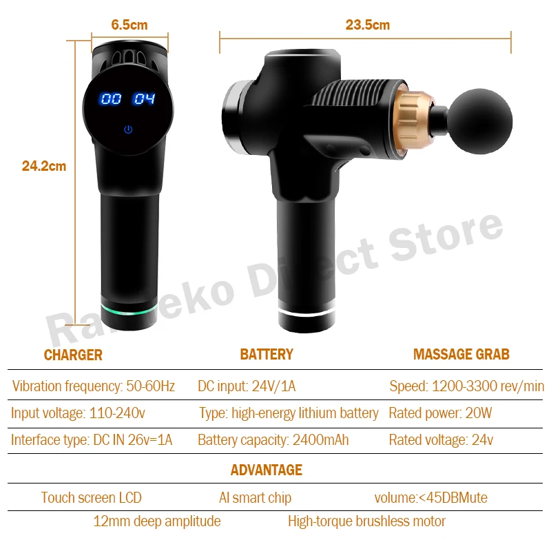 Электрический Вибрационный Массажный пистолет для массажа мышечный
