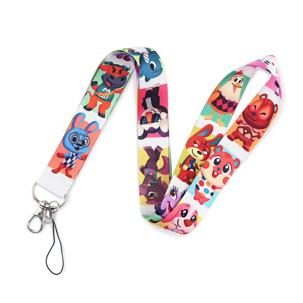 

ZF1911 20pcs/lot Animal Dinosaur Cat Panda Beaver Key Chain Lanyard Gifts For Child Friends Phone USB Badge Holder Necklace
