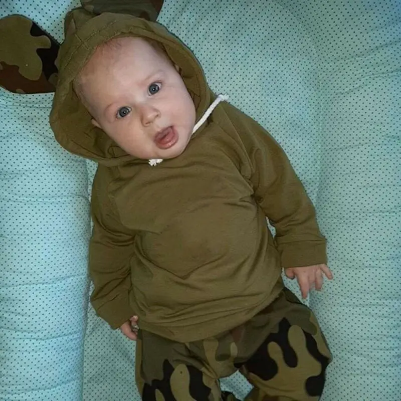 Emmababy камуфляжная футболка с длинным рукавом и штаны для новорожденных мальчиков
