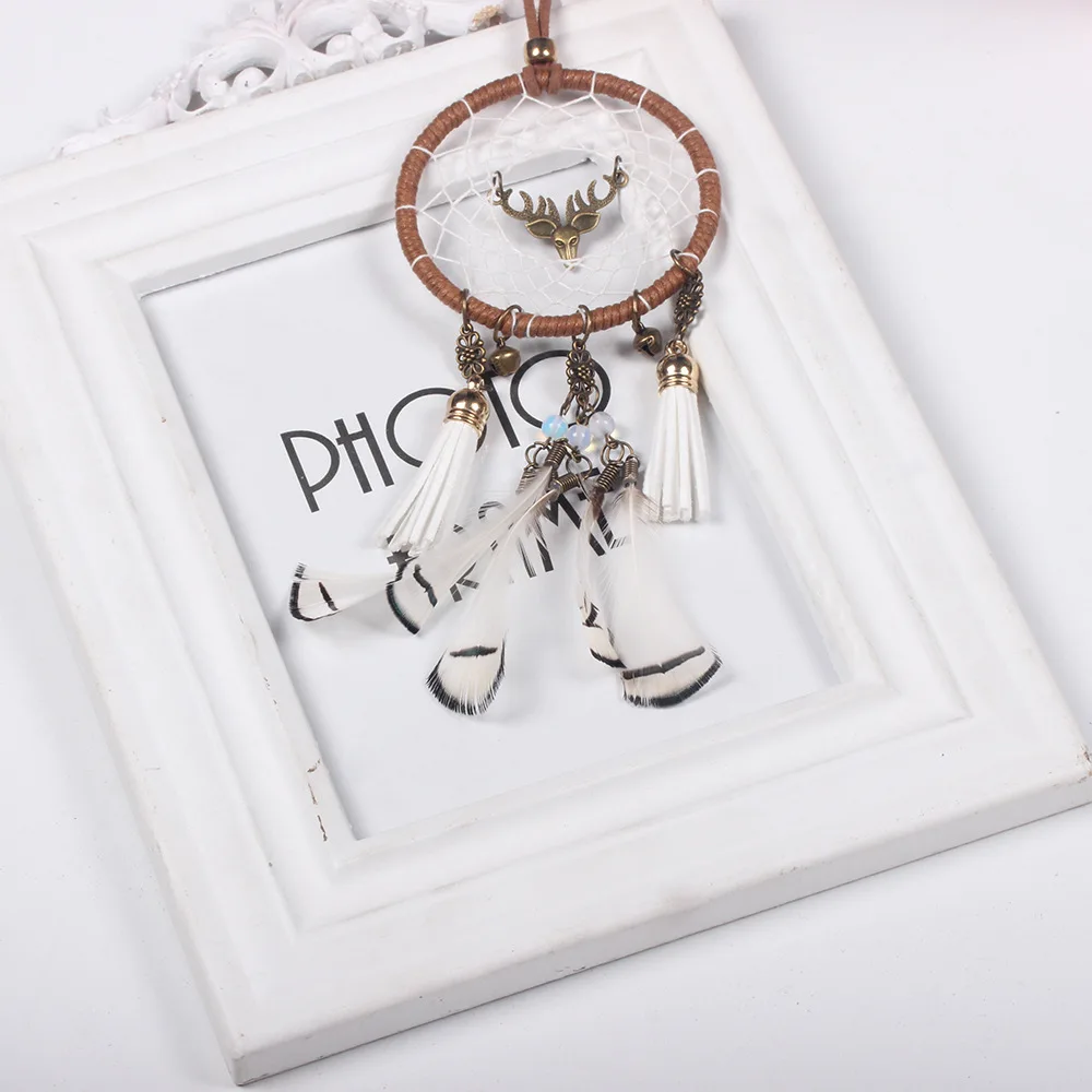 Ловец снов креативный ветер голова оленя белое перо мечта сеть в спальню