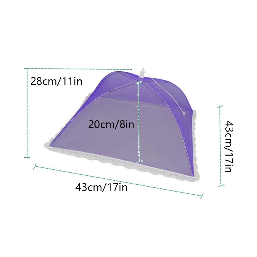

6PCS Food Tent Cover Screen Anti Mosquito Fly Resistant Net Picnic Food Umbrella Net Foldable Reusable With Lace For Outdoor