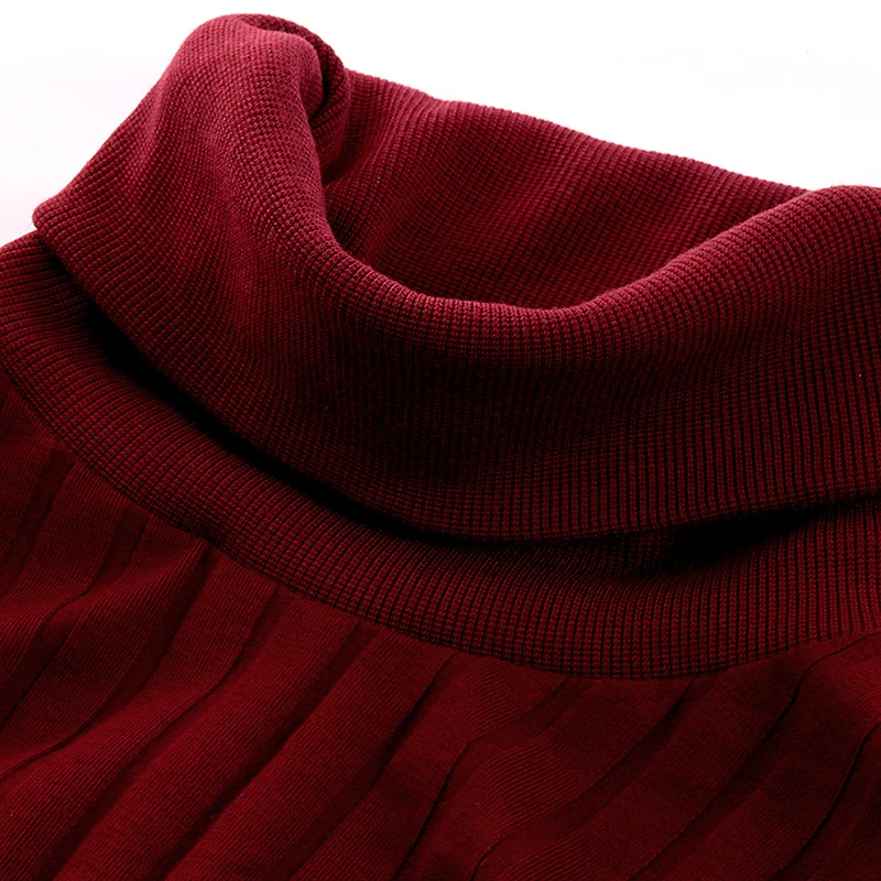 

CUHAKCI Fitted Cutout Dress Women Sexy Bodycon Calf-Length Turtleneck Long Sleeve Cotton Autumn Spring Sweater Pencil Dress