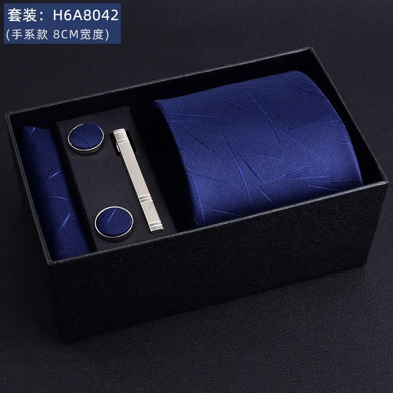New Hot Sale Men Ties 5pcs Set Gift Box Formal Dress 145*8cm Jacquard Woven Striped Necktie Gifts for Men Wedding Party Necktie