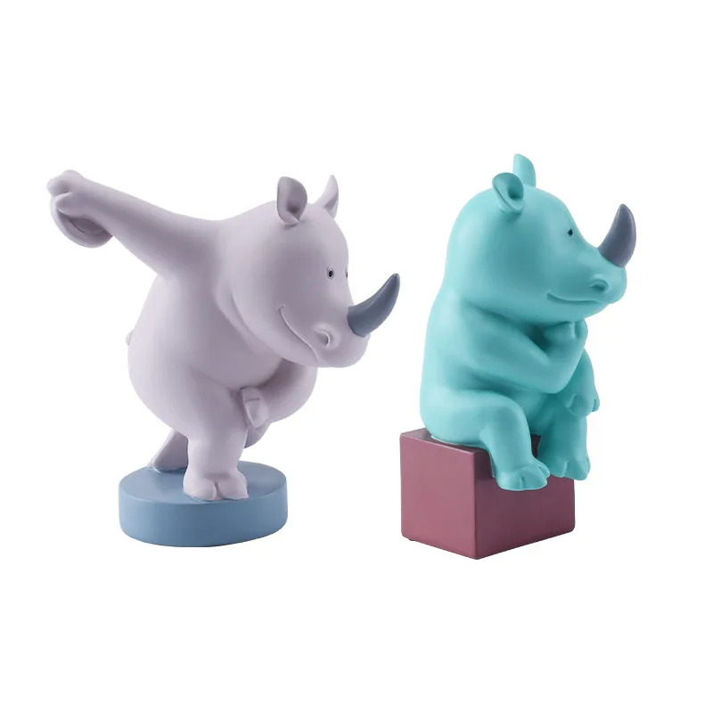 

Rhinoceros Figurine Animal Statue Ornaments Home Decoration Desktop Decoration Indoor Living Room Wine Cabinet Furnishings