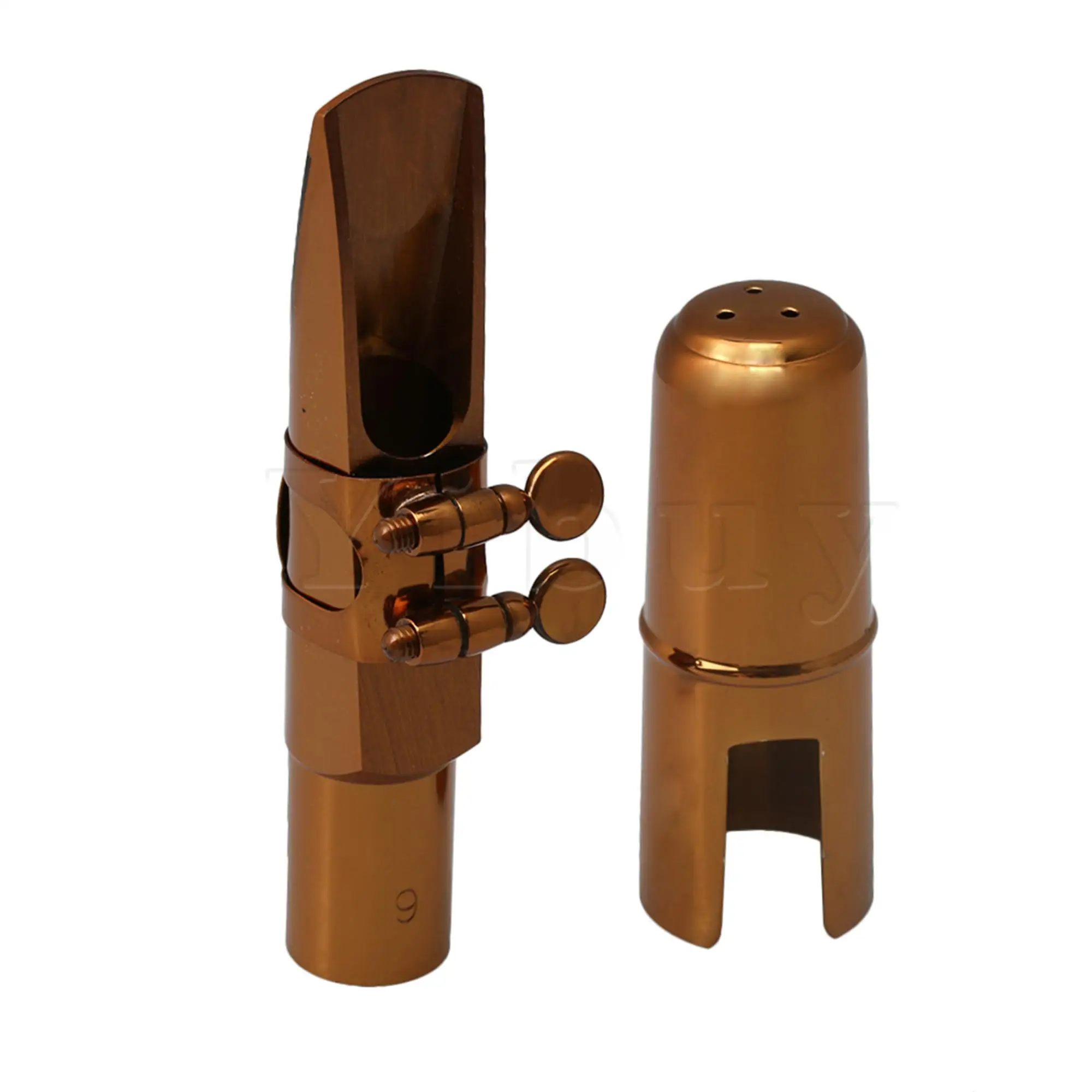 

Yibuy Rose Gold B Flat Tenor Saxophone Sax Mouthpiece with Ligature Cap 9#