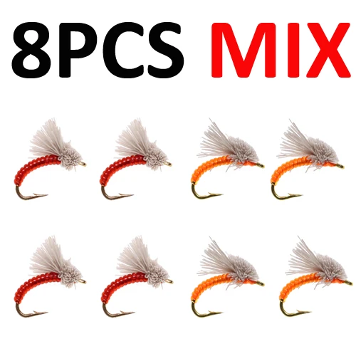 ICERIO 8PCS Serendipity Buzzer Midge pupa Nymphs Flies Trout Fishing Fly Lures#16 - Color: MIX Color  8pcs