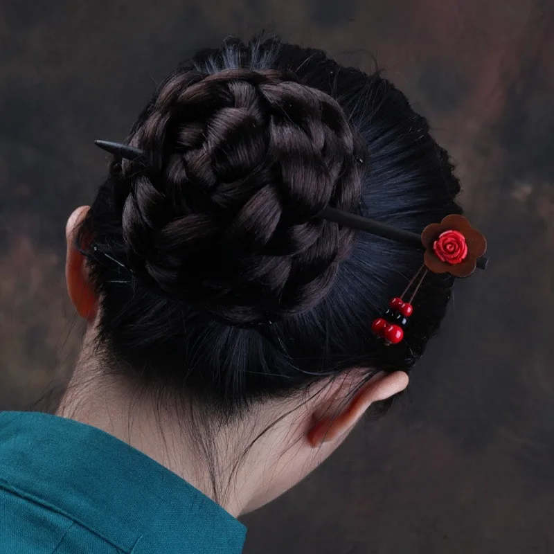 Винтажные резные розовые длинные подвески-шпильки с кисточками для женщин и