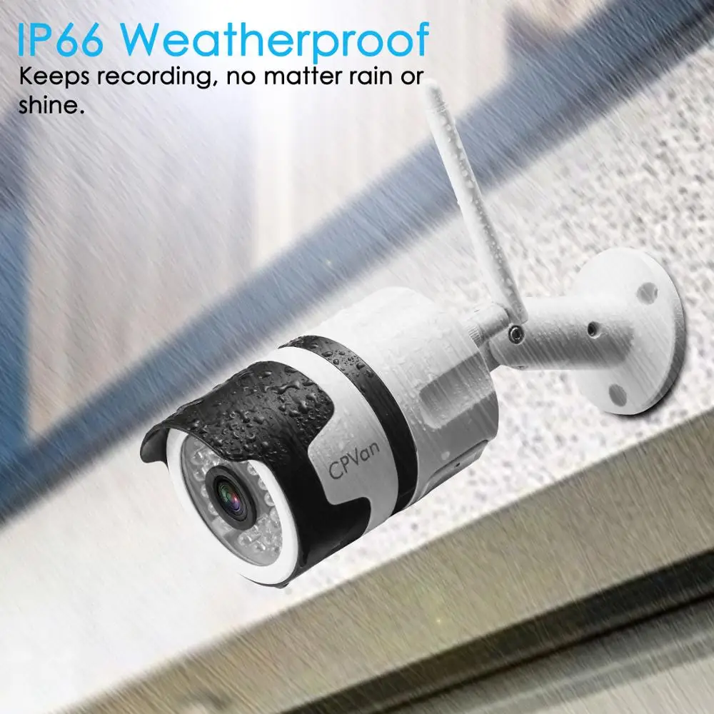 CPVan IP камера для наружной безопасности IP66 Водонепроницаемая HD Android IOS WiFi Bullet