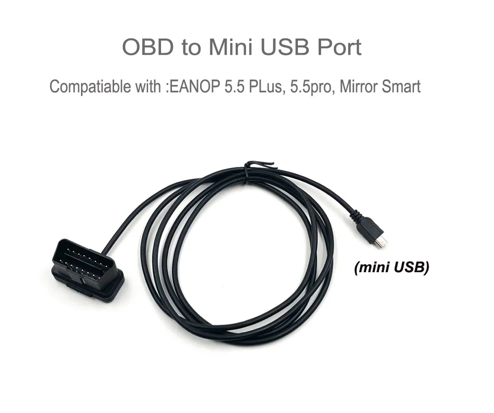 OBD II 2 кабель диагностический адаптер OBD ii кабель для EANOP 5,5 плюс зеркало HUD - Цвет: Черный