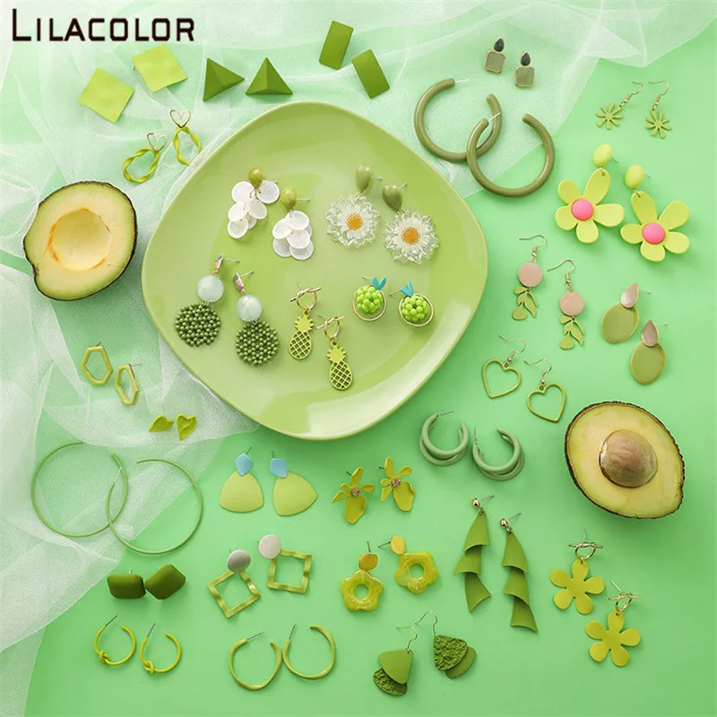 Женские Геометрические серьги-гвоздики Matcha круглые серьги с акриловым цветком и