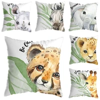 cute giraffe elephant pillow case decor cartoon animal print cushion cover soft plush pillowcase for children room sofa home