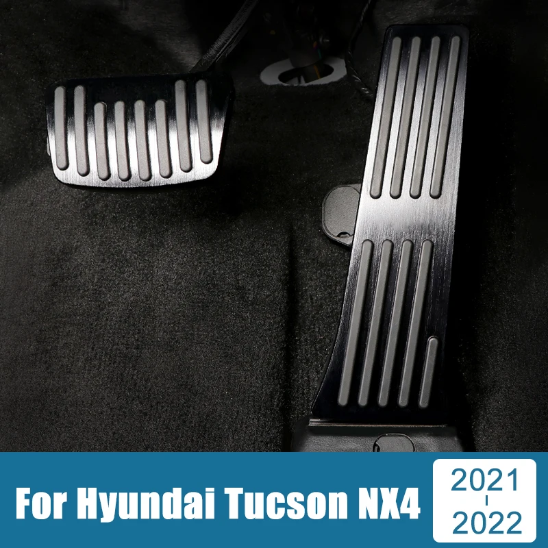

For Hyundai Tucson 2021 2022 NX4 Aluminum Car Accelerator Fuel Brake Footrest Pedals Plate Cover Pad Anti-Slip Case Accessories