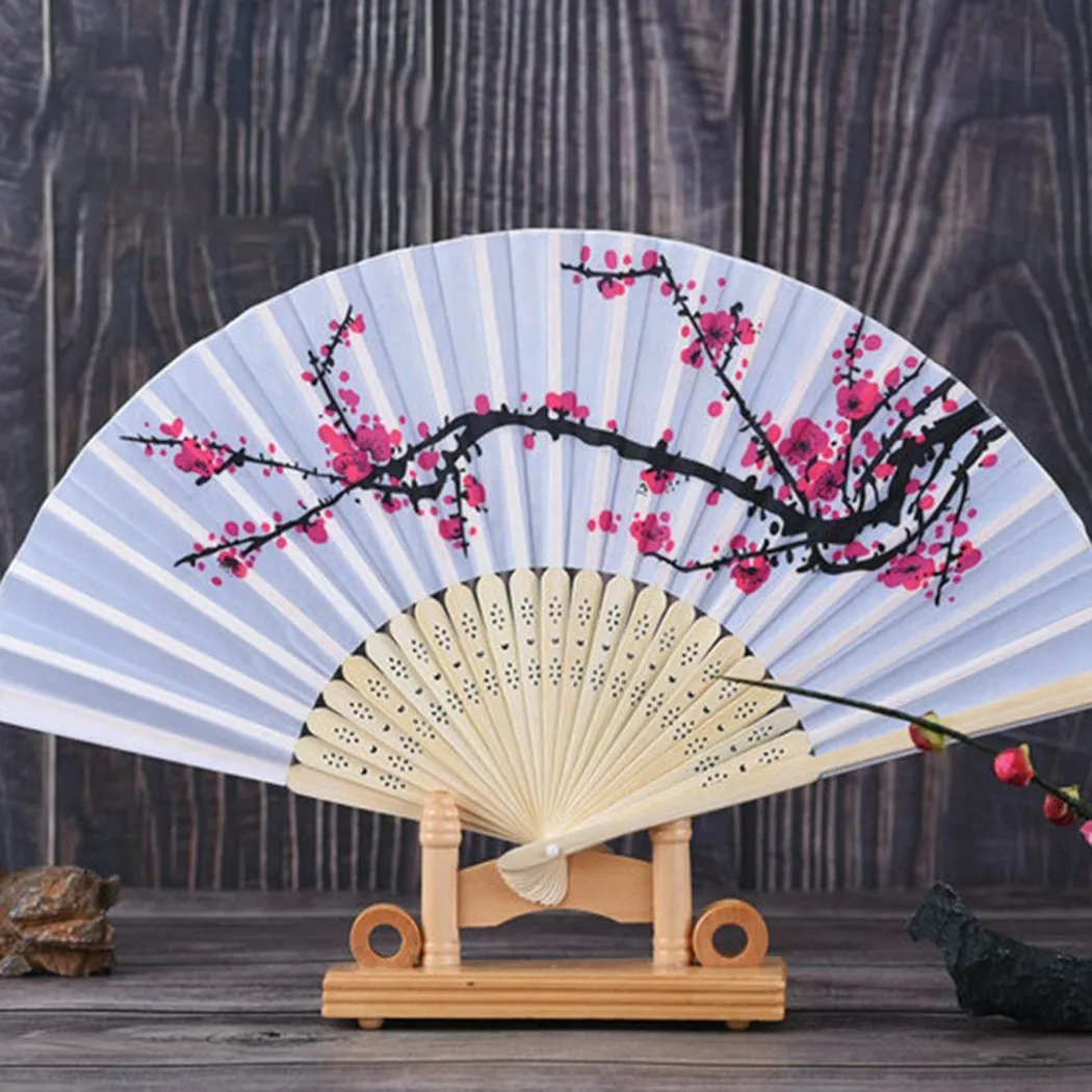 

Hand Fan Cherry Blossom Fans Polyester Bamboo Asian Wedding Favor Gift Party Reception Delicate Folding Gift Home Decor