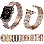 Ремешок сменный из смолы для Apple Watch Series 54321, металлический браслет для Apple iWatch 42 мм 44 мм 38 мм 40 мм