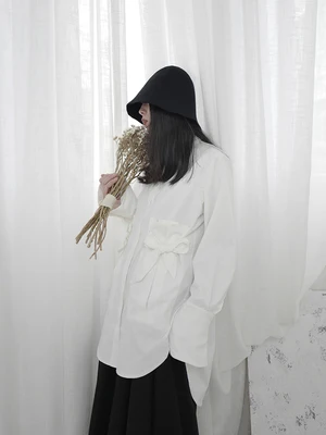 Женская рубашка с воротником-стойкой и длинным рукавом | одежда