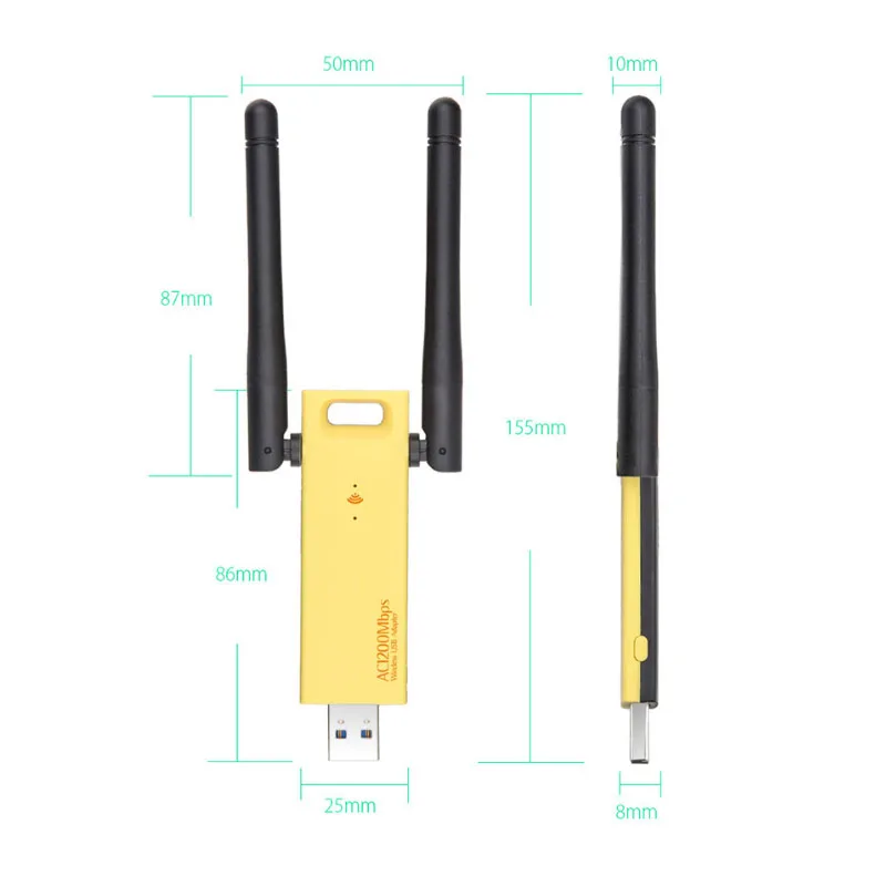 Сетевая карта USB3.0 1200 Мбит/с Беспроводной Wi-Fi адаптер 5 ГГц 2 4 802.11ac RTL8812 воздушный