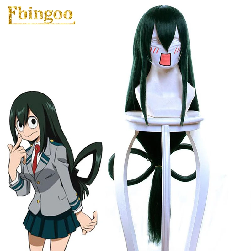 Ebingoo парик Asui Tsuyu Boku No Hero Academy, парик для косплея, аниме, мой герой Academy, Длинные прямые зеленые синтетические женские парики для косплея
