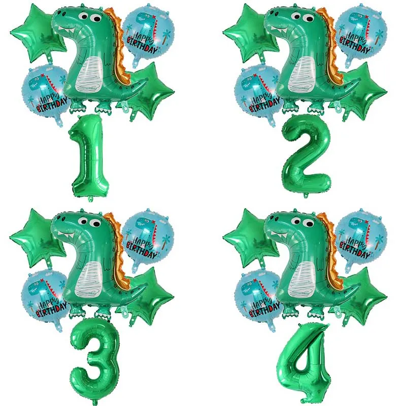 6 шт. столовый сервиз из динозавр Фольга воздушные шары 30 дюймов Зеленый