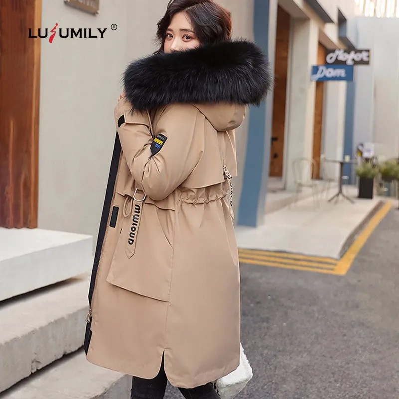 

Lusumily женская зимняя куртка, толстая теплая парка со съемной подкладкой и хлопковой подкладкой, зимнее пальто, длинная куртка с капюшоном, же...