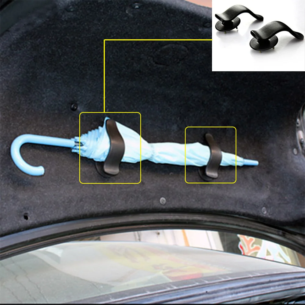 

2PCS Car Rear Trunk Umbrella Rack Holder Universal Fit Auto Vehicle Umbrella Hanger Hook