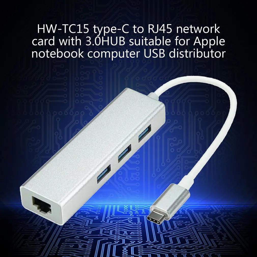USB 3,1 USB-C Тип C 10/100 Мбит/с Gigabit Ethernet Rj45 сетевой адаптер с 3 портами(стандарт 3,0 сетевая карта для MacBook