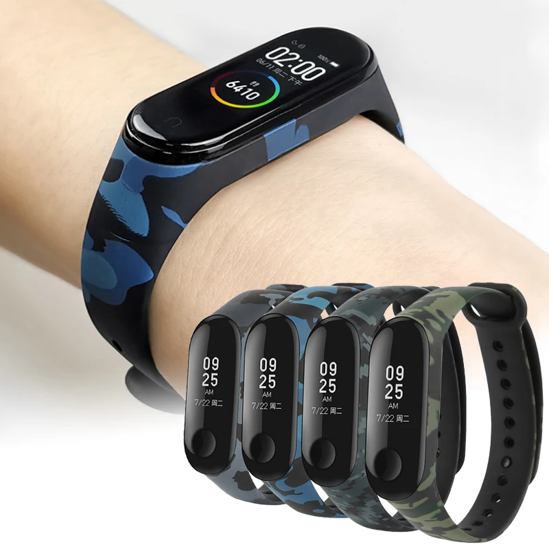 Ремешок Камуфляжный для XIaomi Mi Band 3 4 мужской браслет сменный умный Браслет